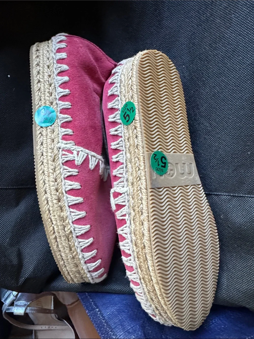 Mou Red Espadrille Slip-On with Embroidered Accent